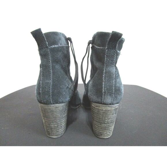 Tom's Black Suede Side Zip Block Heel Ankle Booties Women Size 7.5 - Picture 6 of 10